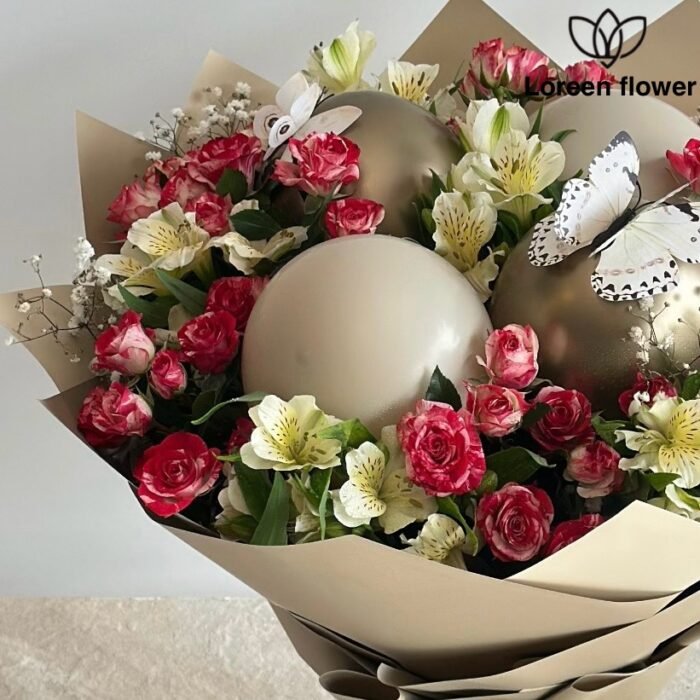 ⁦باقة ورد “لحظة جميله مع البلونات⁩ - الصورة ⁦2⁩