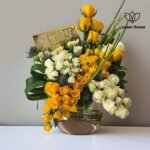 باقة بيبي روز وجوري مع ضرف “مبروك المولود